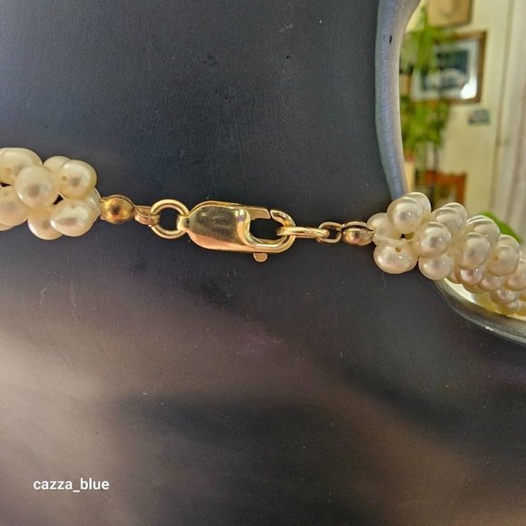 SOLD - Cultured Saltwater Japanese Akoya Handcrafted Cluster Pearl Necklace - Picture 8 of 9